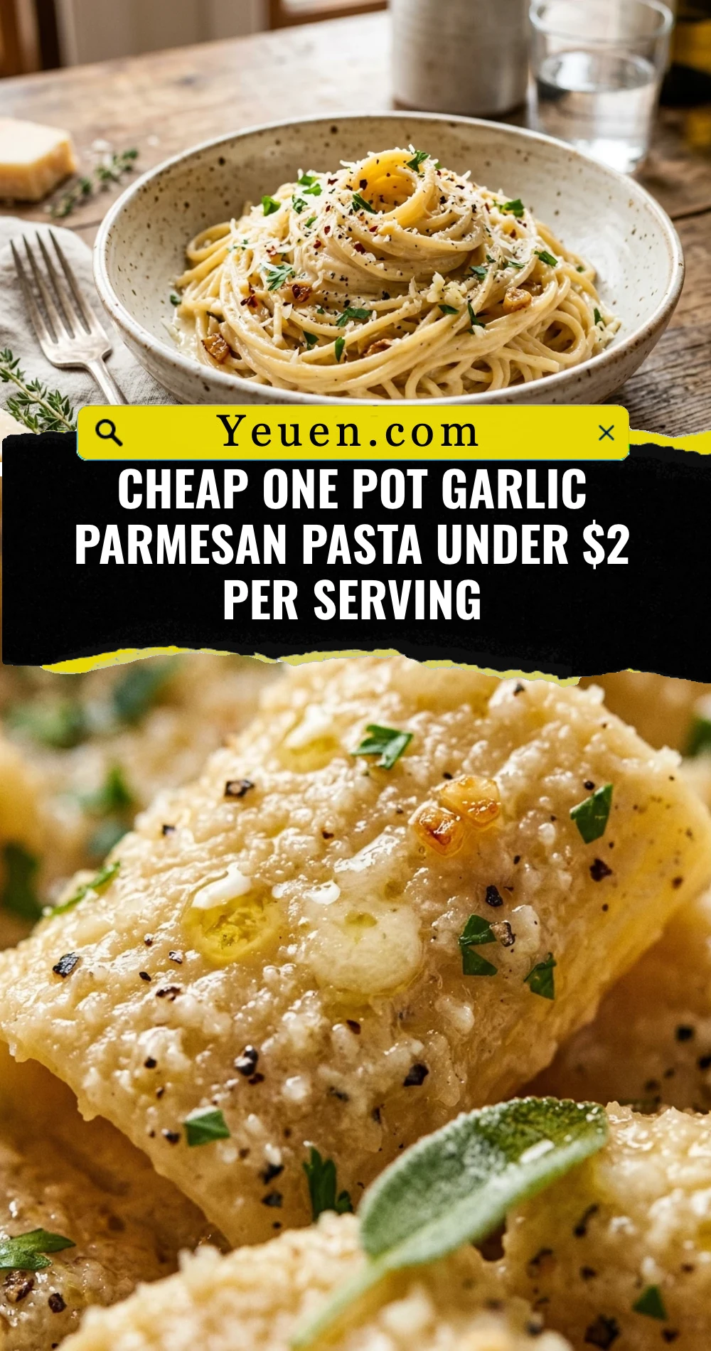 Cheap One Pot Garlic Parmesan Pasta Under $2 Per Serving
