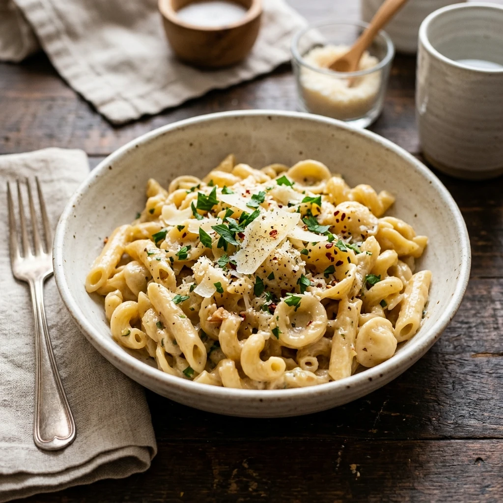 Cheap One Pot Garlic Parmesan Pasta Under $2 Per Serving