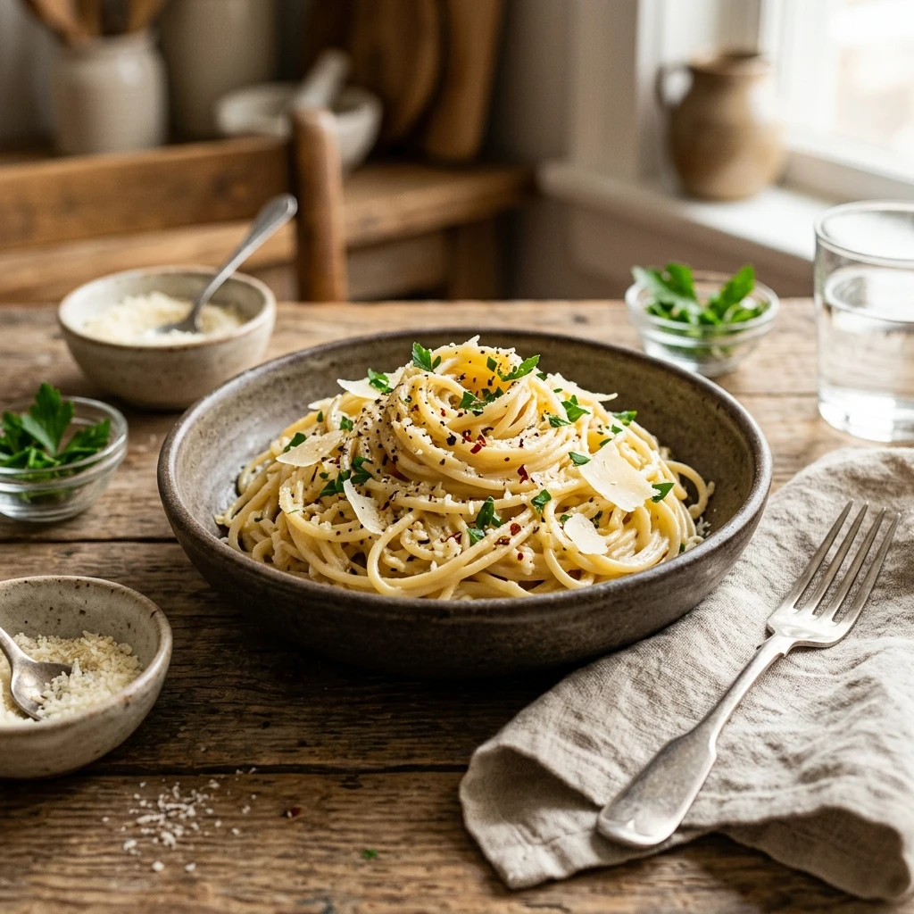 Cheap One Pot Garlic Parmesan Pasta Under $2 Per Serving