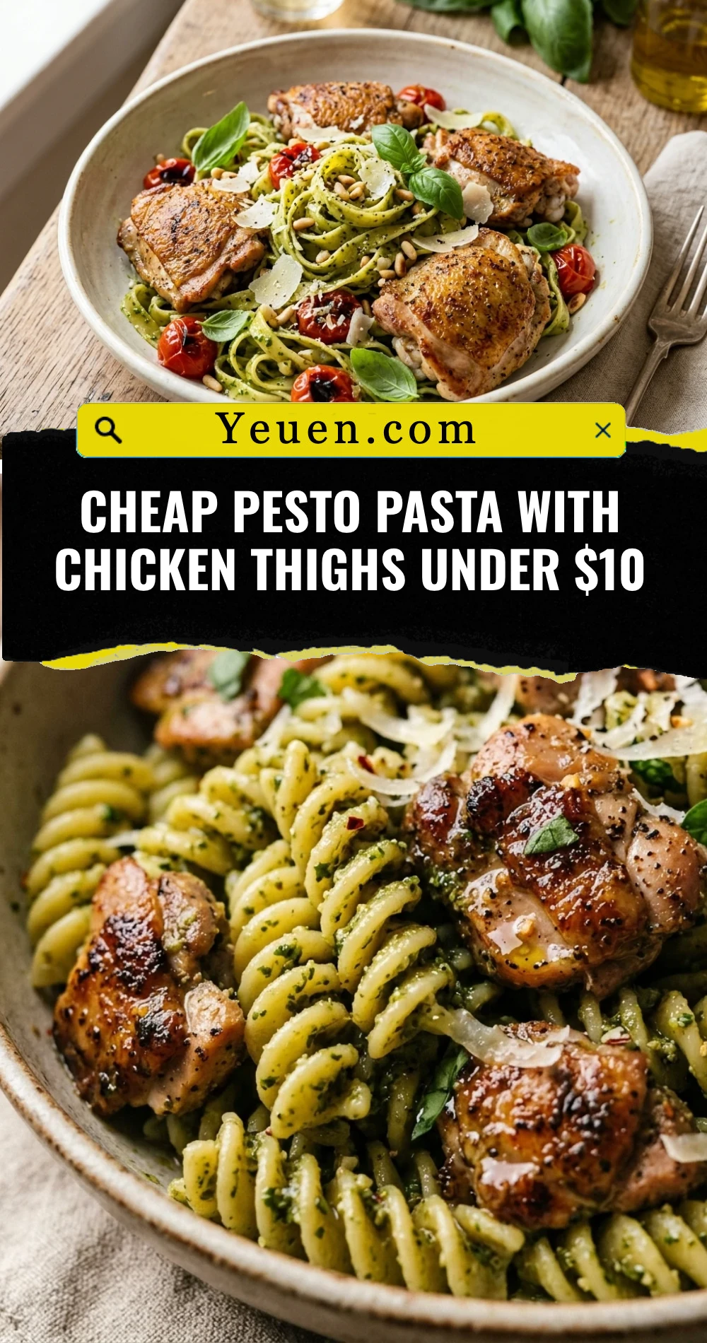 Cheap Pesto Pasta With Chicken Thighs Under $10