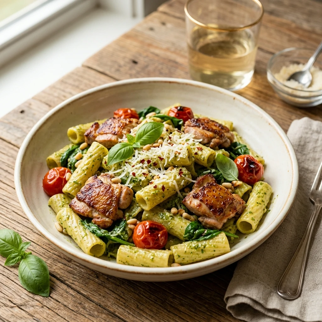 Cheap Pesto Pasta With Chicken Thighs Under $10