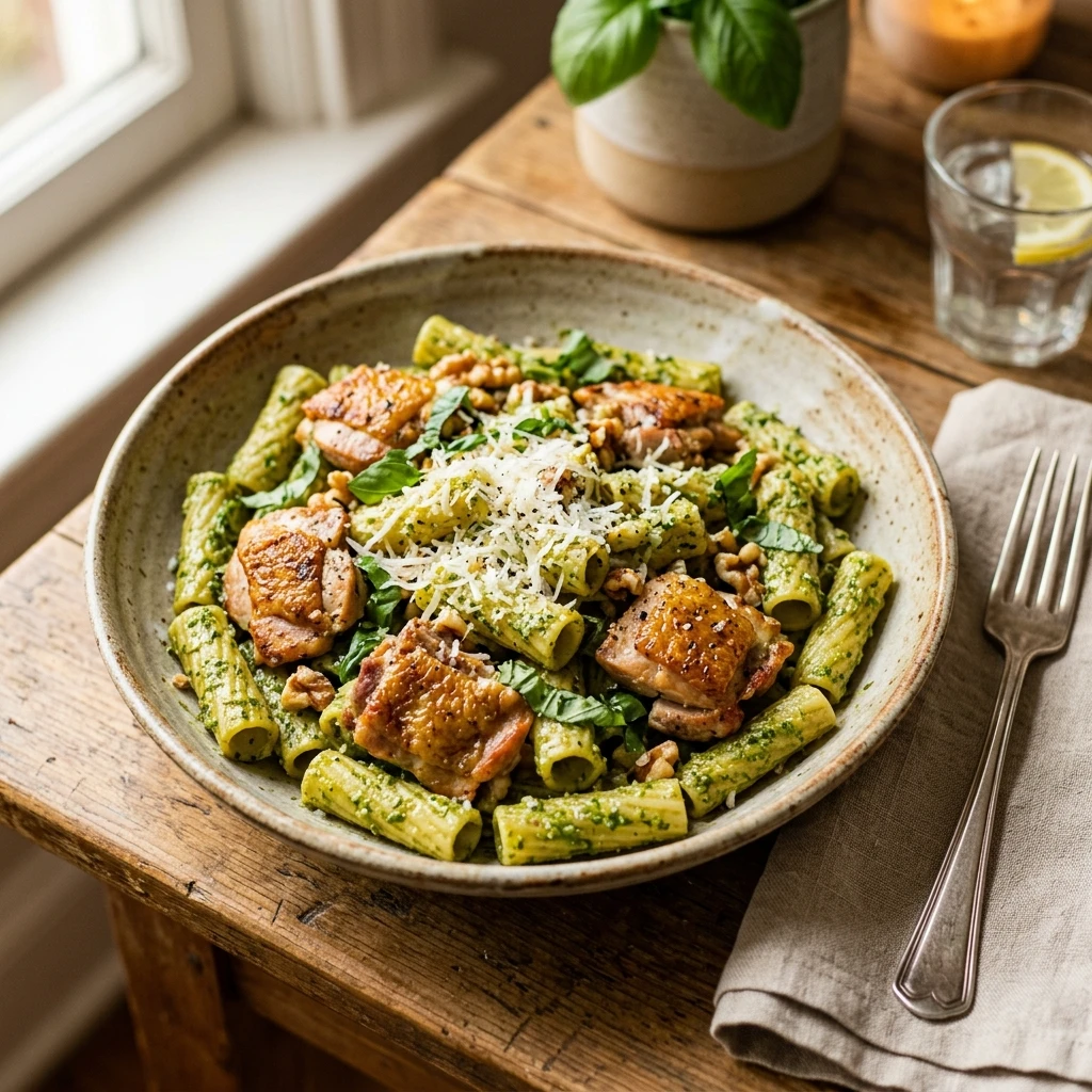 Cheap Pesto Pasta With Chicken Thighs Under $10