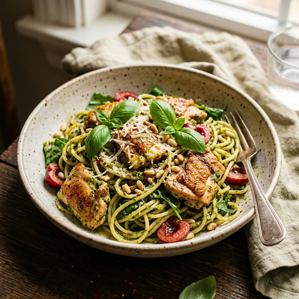 Cheap Pesto Pasta With Chicken Thighs Under $10
