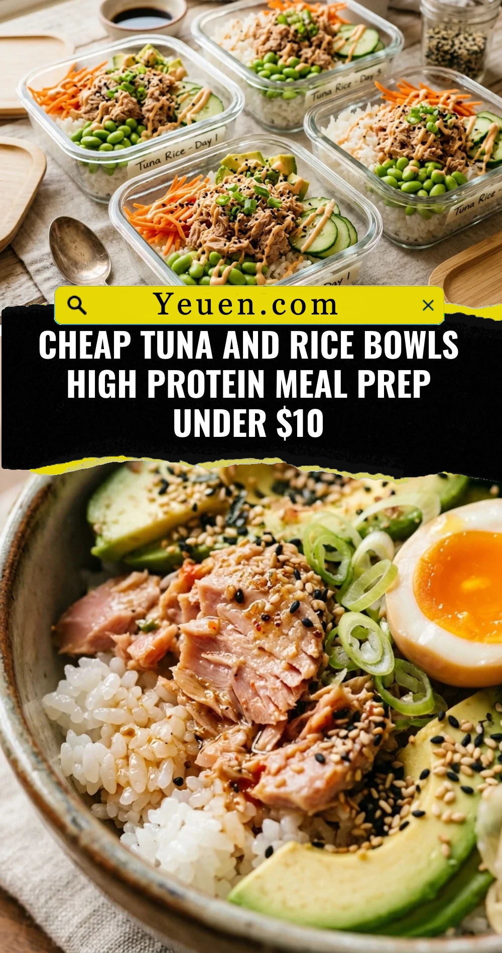 Cheap Tuna And Rice Bowls High Protein Meal Prep Under $10