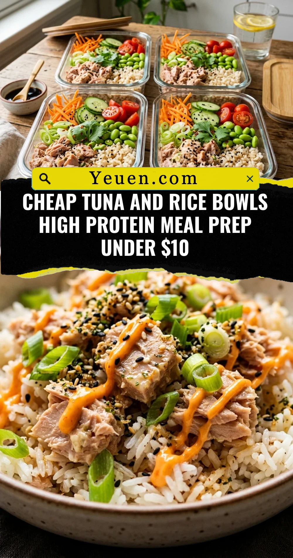Cheap Tuna And Rice Bowls High Protein Meal Prep Under $10