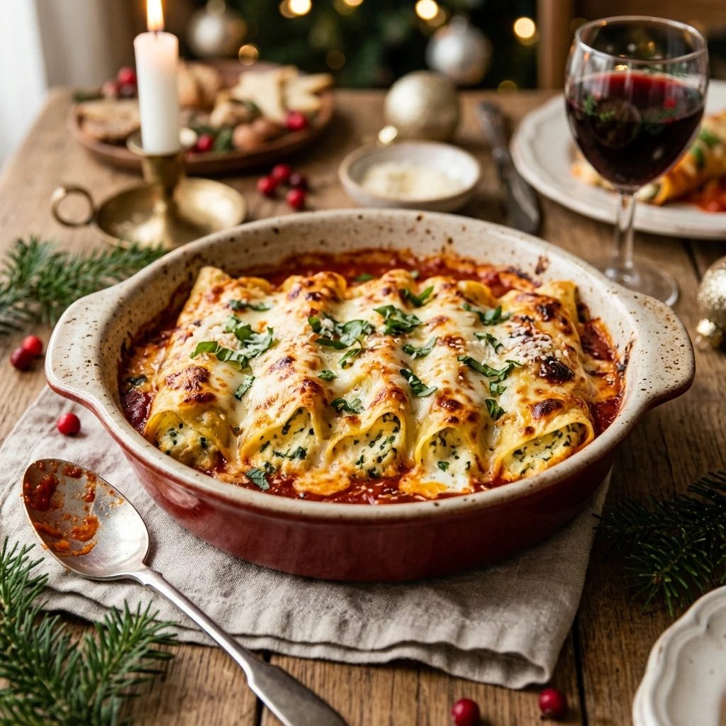 Cheesy Baked Manicotti Christmas Creamy Baked Pasta Holiday