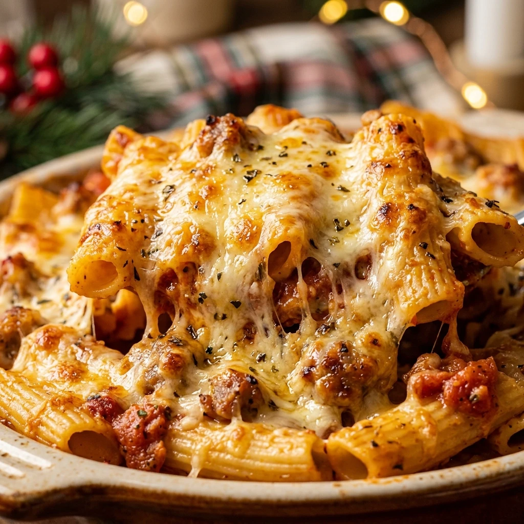 Cheesy Baked Mostaccioli Christmas Creamy Baked Pasta Classic Holiday