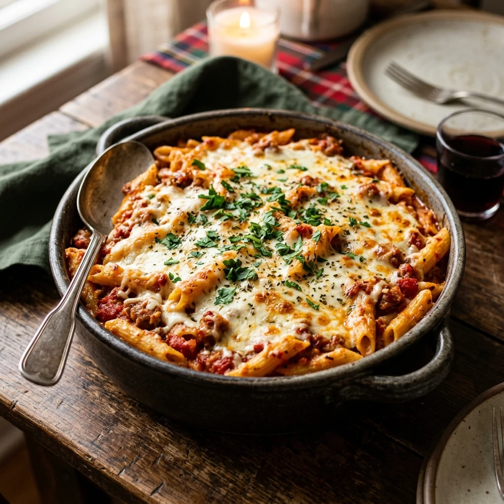 Cheesy Baked Mostaccioli Christmas Creamy Baked Pasta Classic Holiday