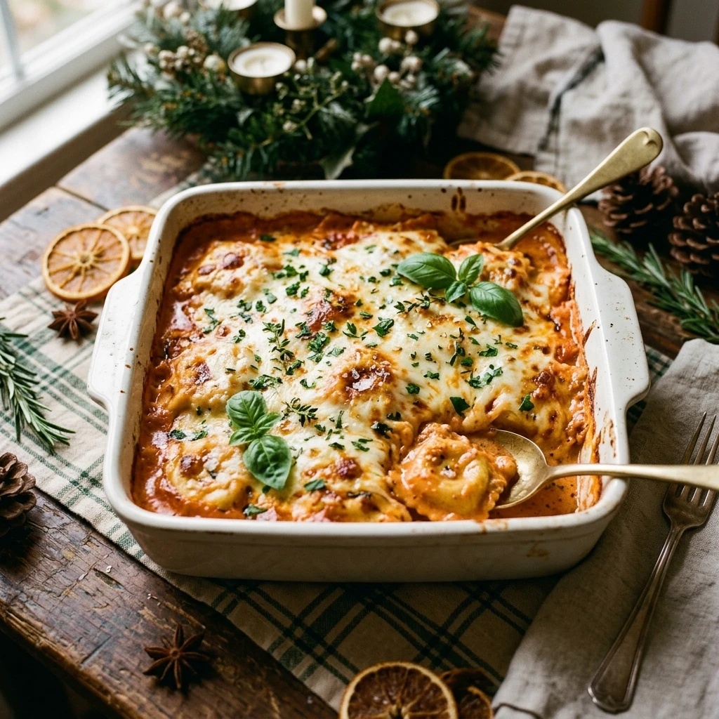 Cheesy Baked Ravioli Christmas Creamy Baked Pasta Classic Holiday