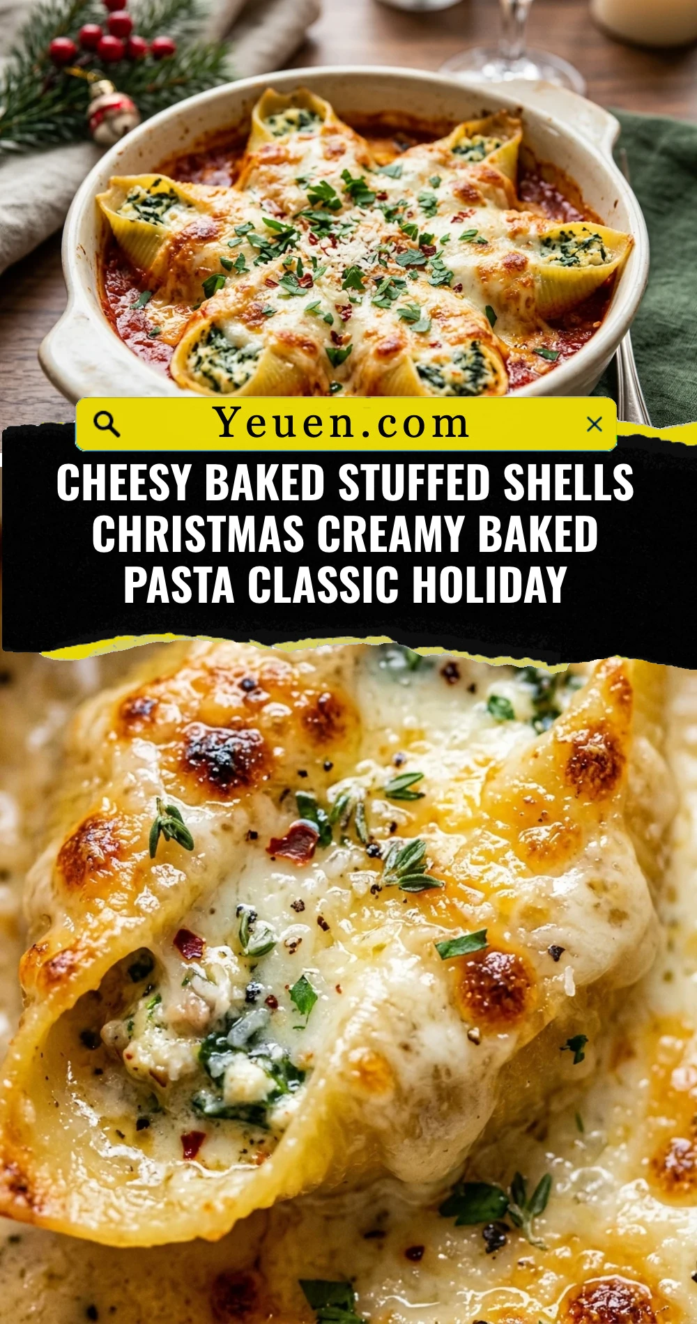 Cheesy Baked Stuffed Shells Christmas Creamy Baked Pasta Classic Holiday
