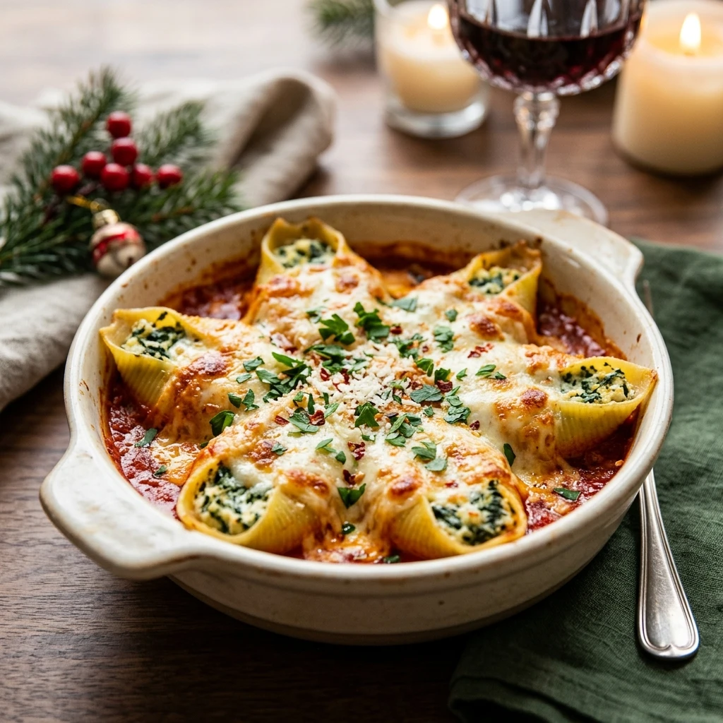 Cheesy Baked Stuffed Shells Christmas Creamy Baked Pasta Classic Holiday