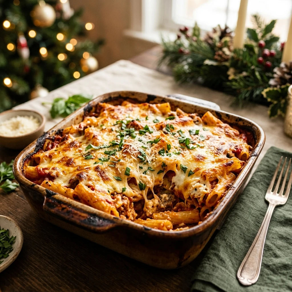 Cheesy Baked Ziti Christmas Creamy Baked Pasta Classic Holiday