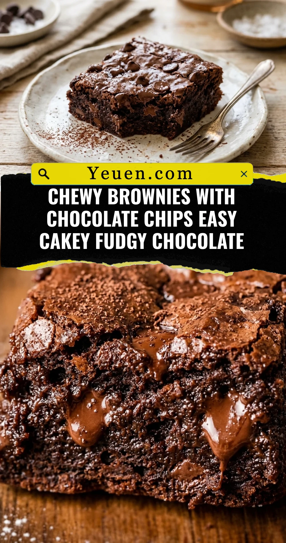 Chewy Brownies With Chocolate Chips Easy Cakey Fudgy Chocolate