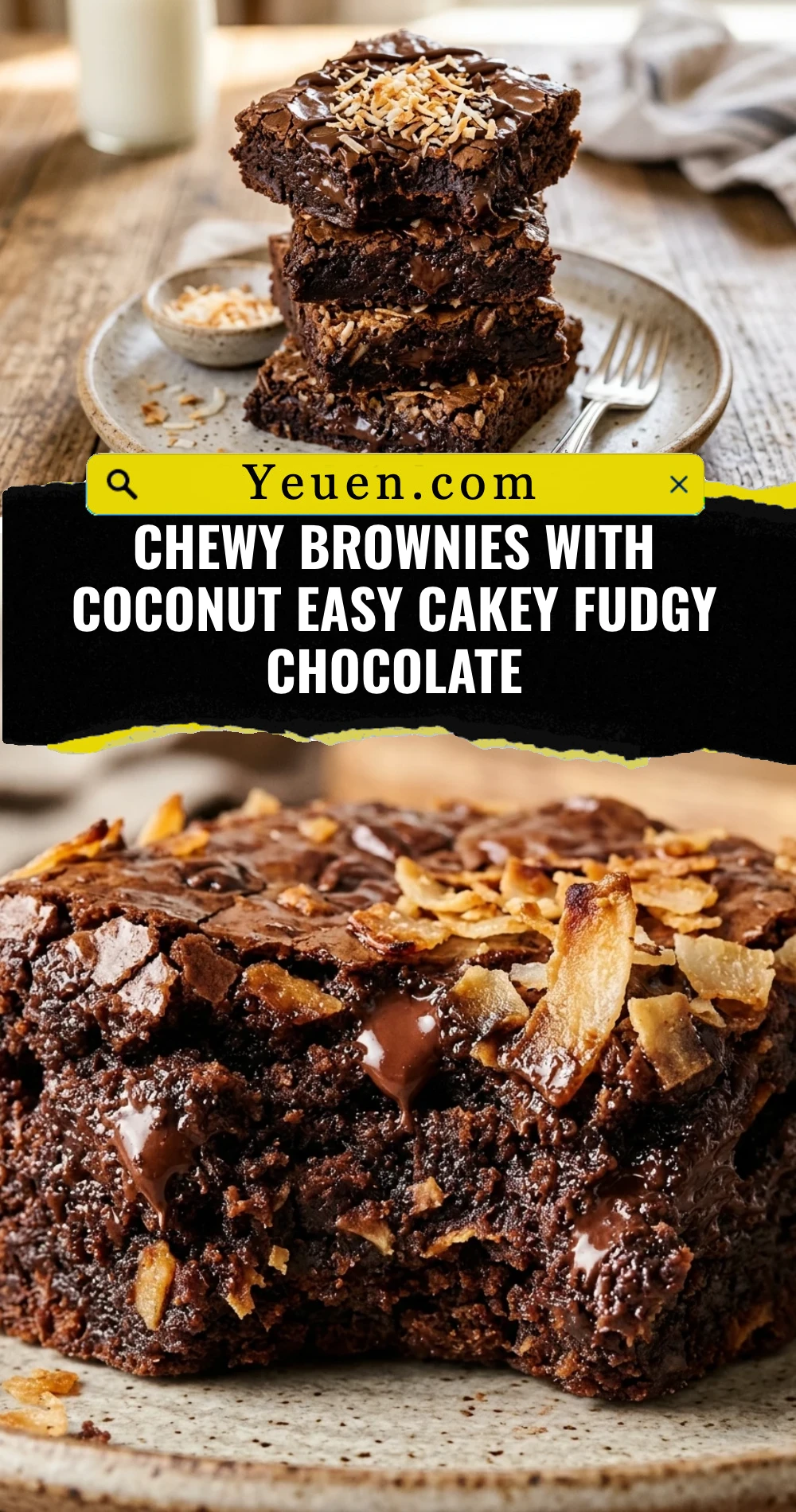 Chewy Brownies With Coconut Easy Cakey Fudgy Chocolate