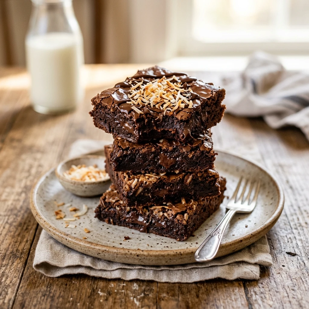 Chewy Brownies With Coconut Easy Cakey Fudgy Chocolate