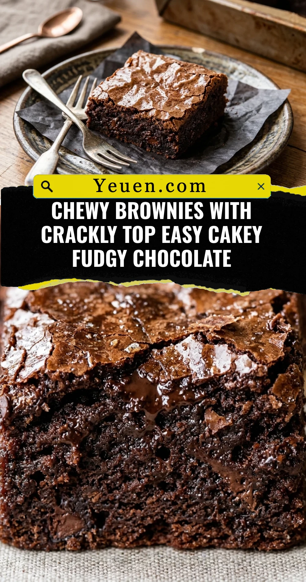 Chewy Brownies With Crackly Top Easy Cakey Fudgy Chocolate