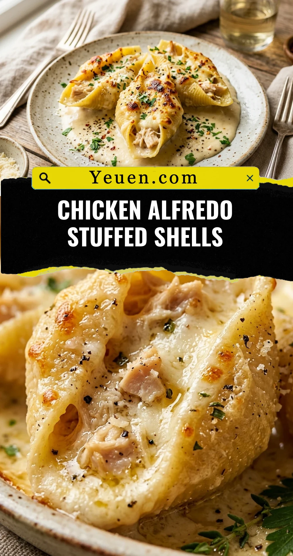 Chicken Alfredo Stuffed Shells