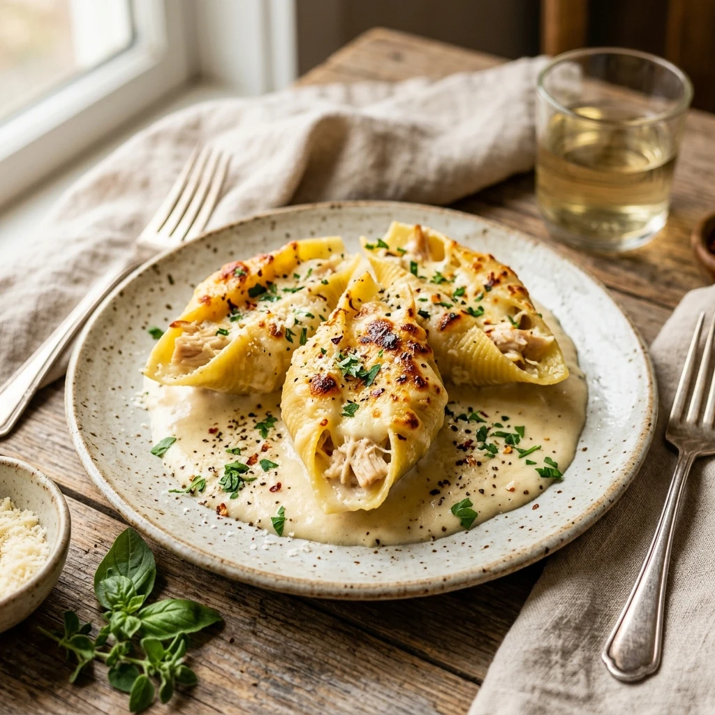 Chicken Alfredo Stuffed Shells