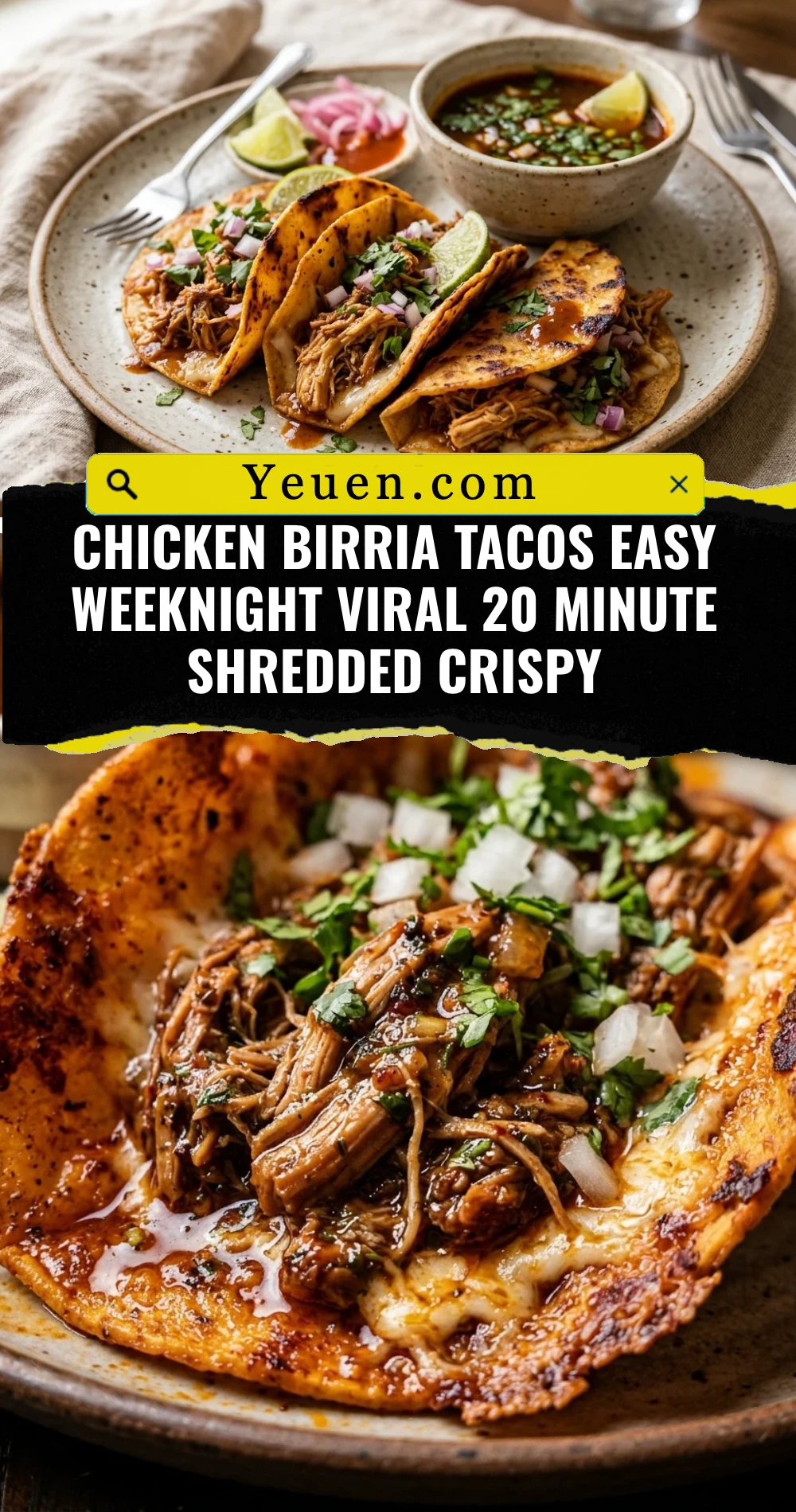 Chicken Birria Tacos Easy Weeknight Viral 20 Minute Shredded Crispy