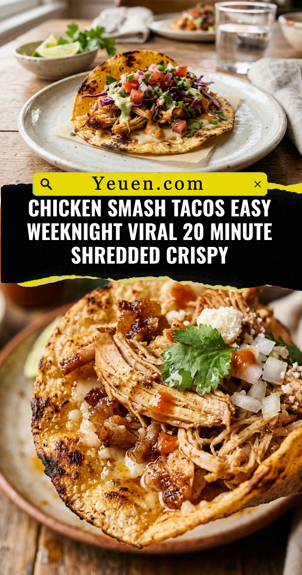 Chicken Smash Tacos Easy Weeknight Viral 20 Minute Shredded Crispy