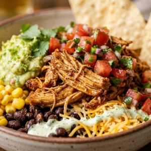 Chicken Taco Bowl Easy Weeknight Viral 20 Minute Shredded Crispy
