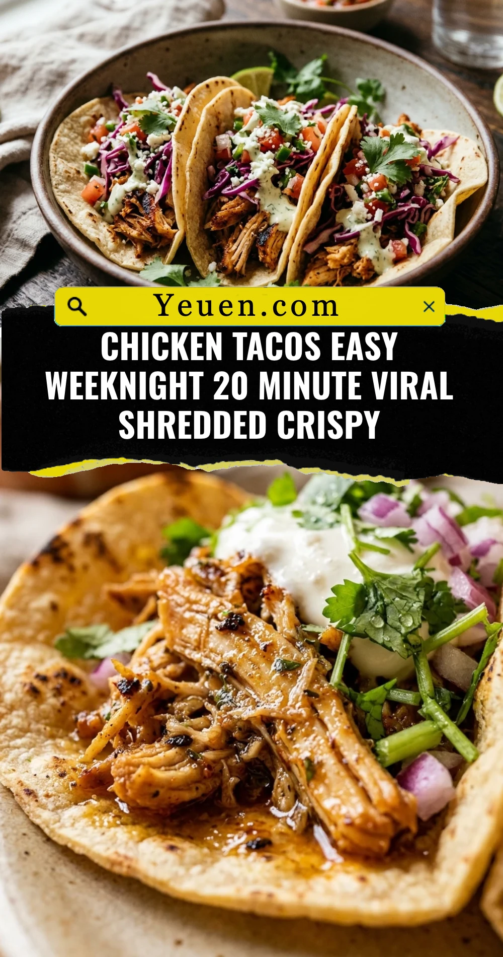 Chicken Tacos Easy Weeknight 20 Minute Viral Shredded Crispy