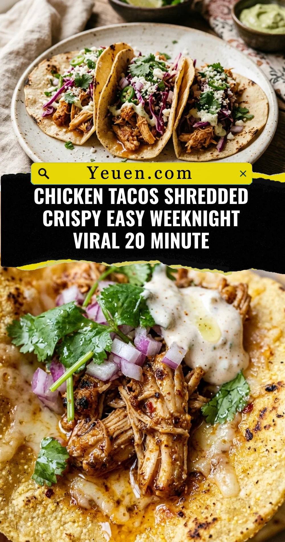 Chicken Tacos Shredded Crispy Easy Weeknight Viral 20 Minute
