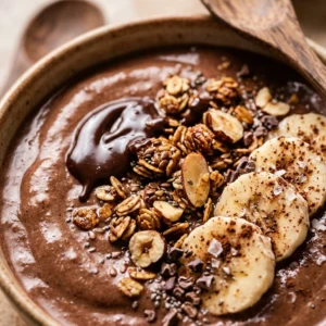 Chocolate Banana Smoothie Bowl Thick Creamy Healthy Dessert Breakfast Granola Viral
