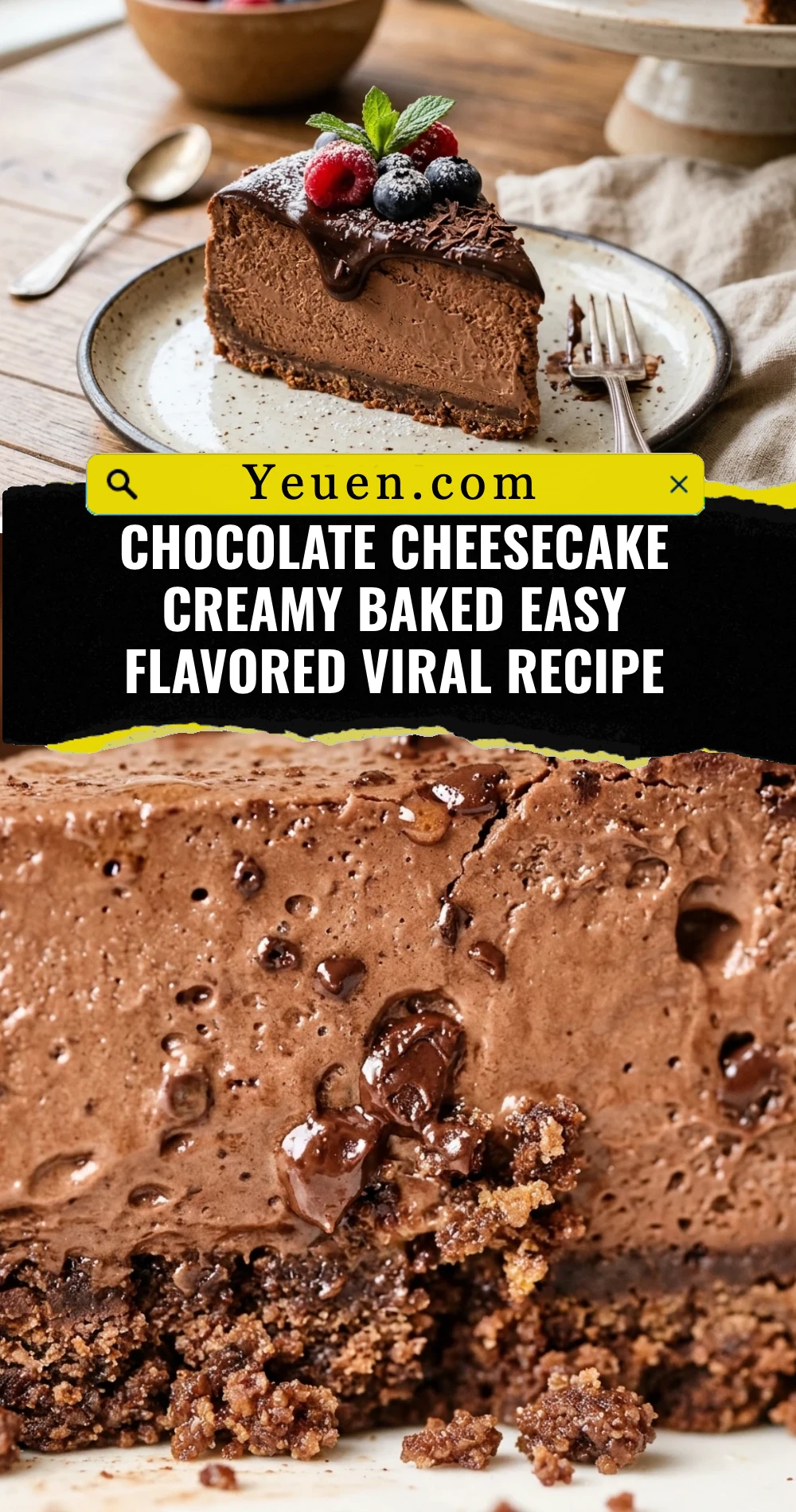 Chocolate Cheesecake Creamy Baked Easy Flavored Viral Recipe