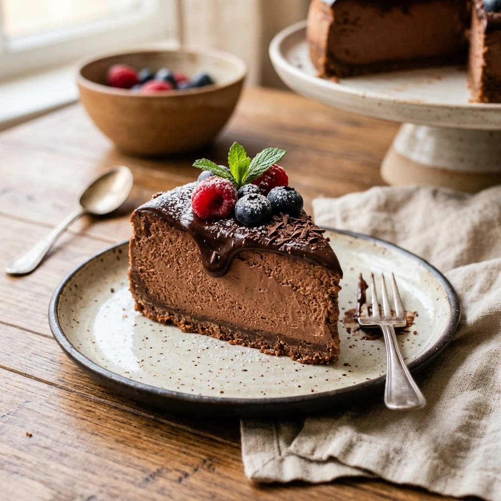 Chocolate Cheesecake Creamy Baked Easy Flavored Viral Recipe