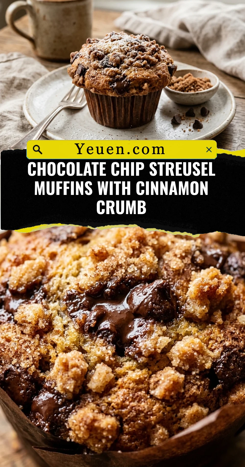Chocolate Chip Streusel Muffins With Cinnamon Crumb