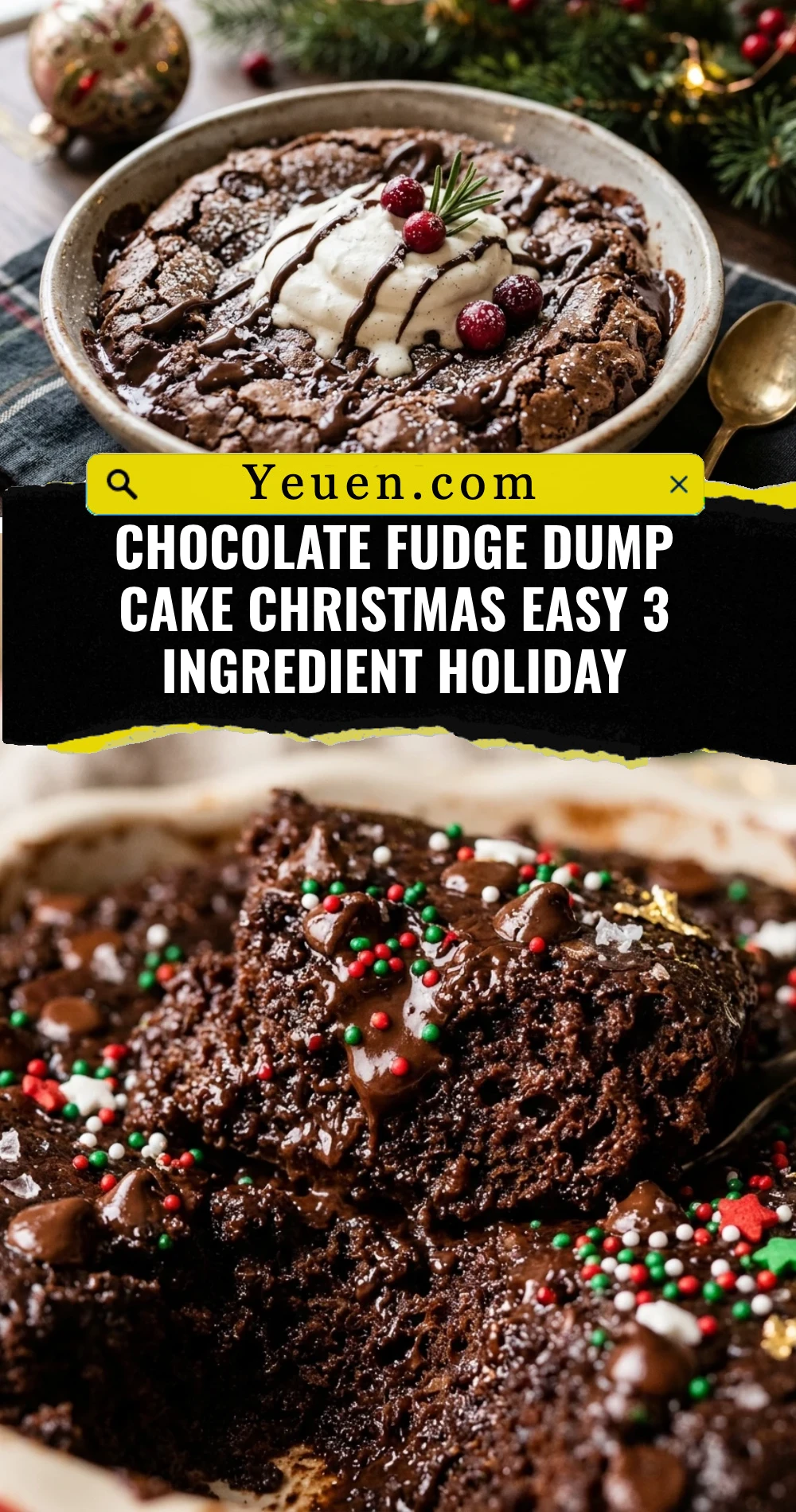Chocolate Fudge Dump Cake Christmas Easy 3 Ingredient Holiday