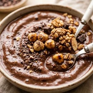Chocolate Hazelnut Smoothie Bowl Thick Creamy Healthy Dessert Breakfast Granola Viral