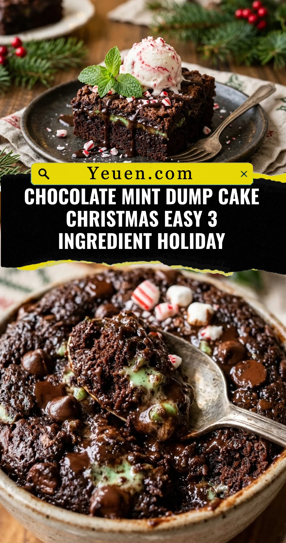 Chocolate Mint Dump Cake Christmas Easy 3 Ingredient Holiday