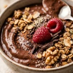 Chocolate Raspberry Smoothie Bowl Thick Creamy Healthy Dessert Breakfast Granola Viral
