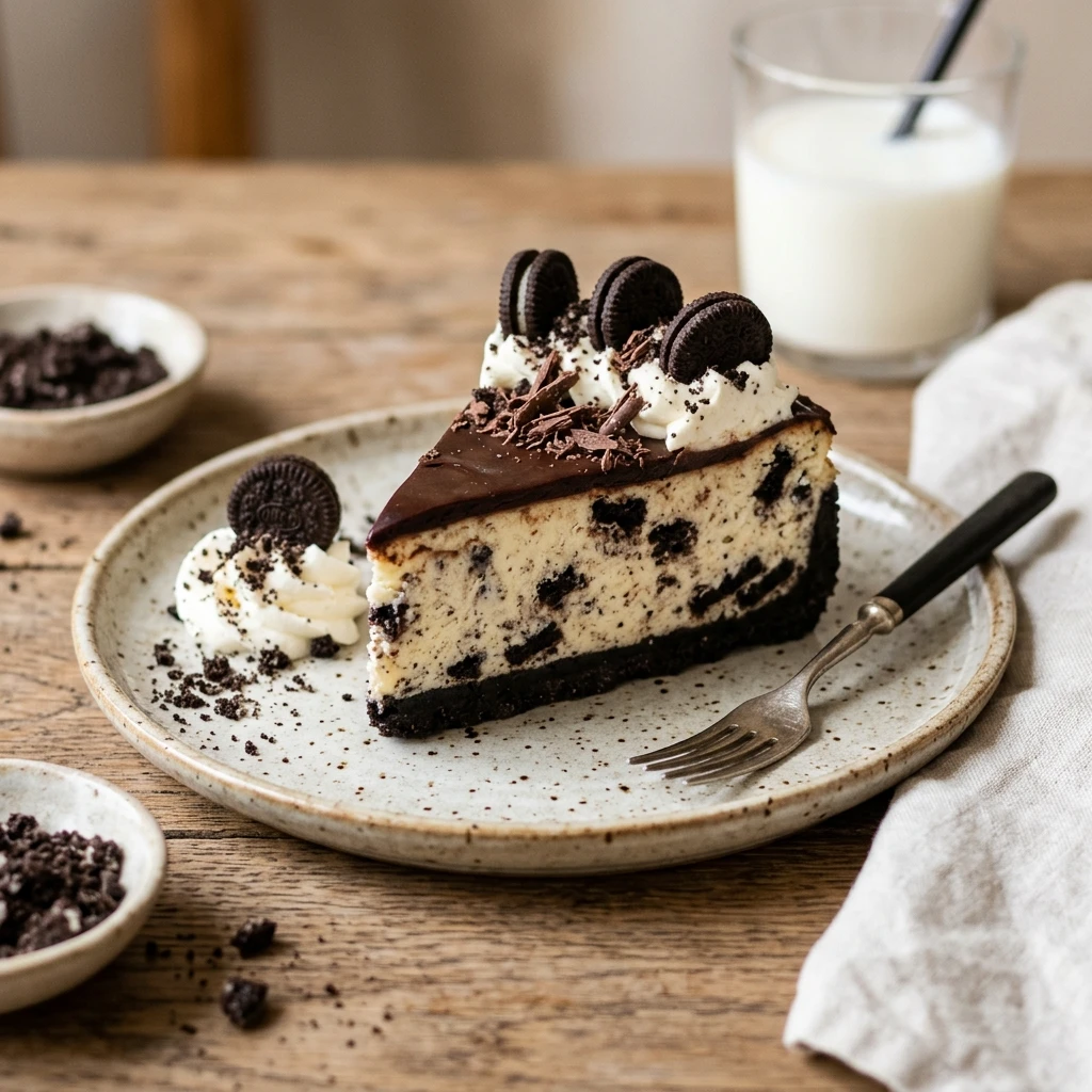 Chocolate 【entity-Oreo¦canonical_name=Oreo】 Cheesecake Creamy Baked Easy Flavored Viral Recipe
