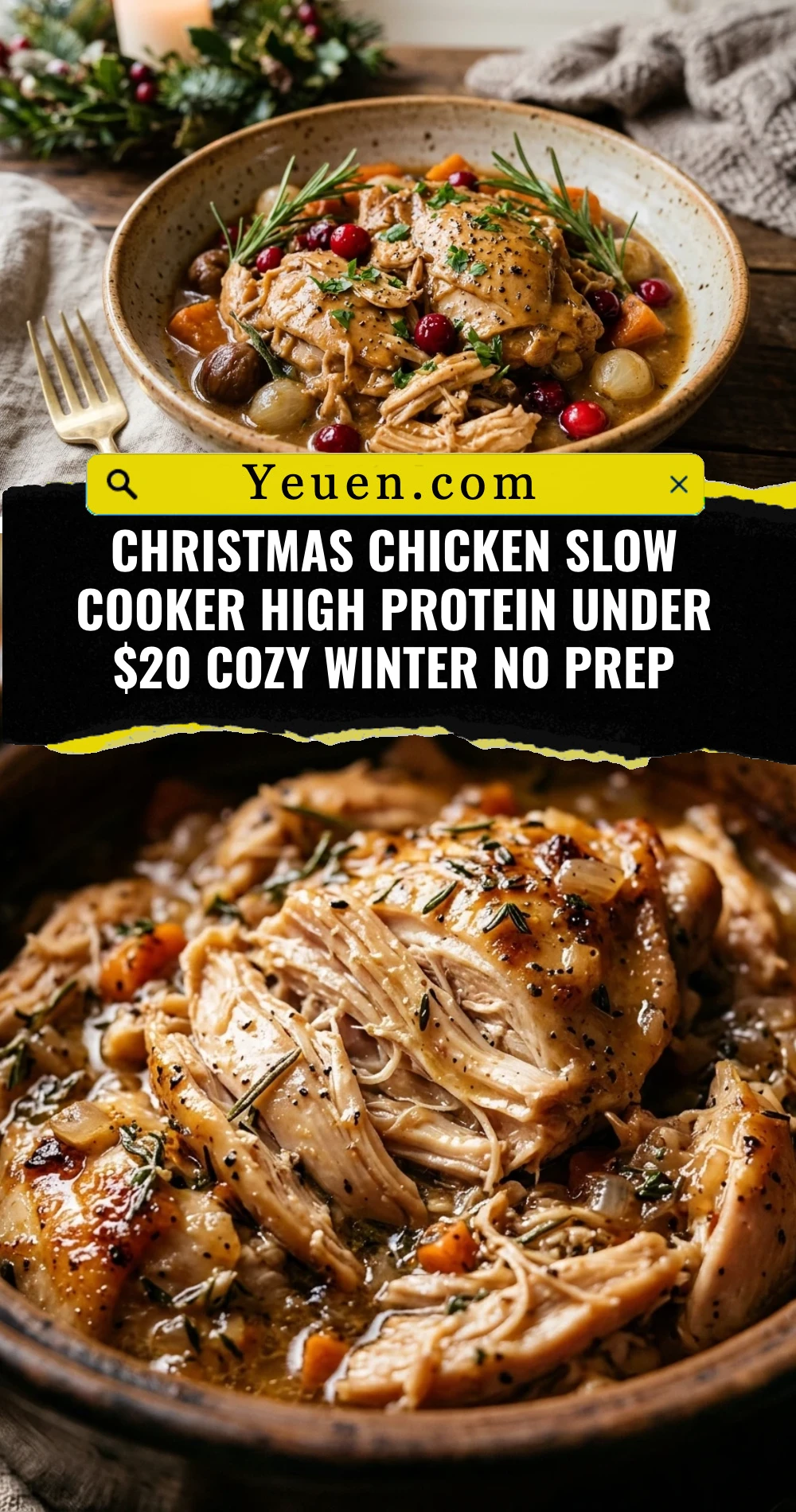 Christmas Chicken Slow Cooker High Protein Under $20 Cozy Winter No Prep