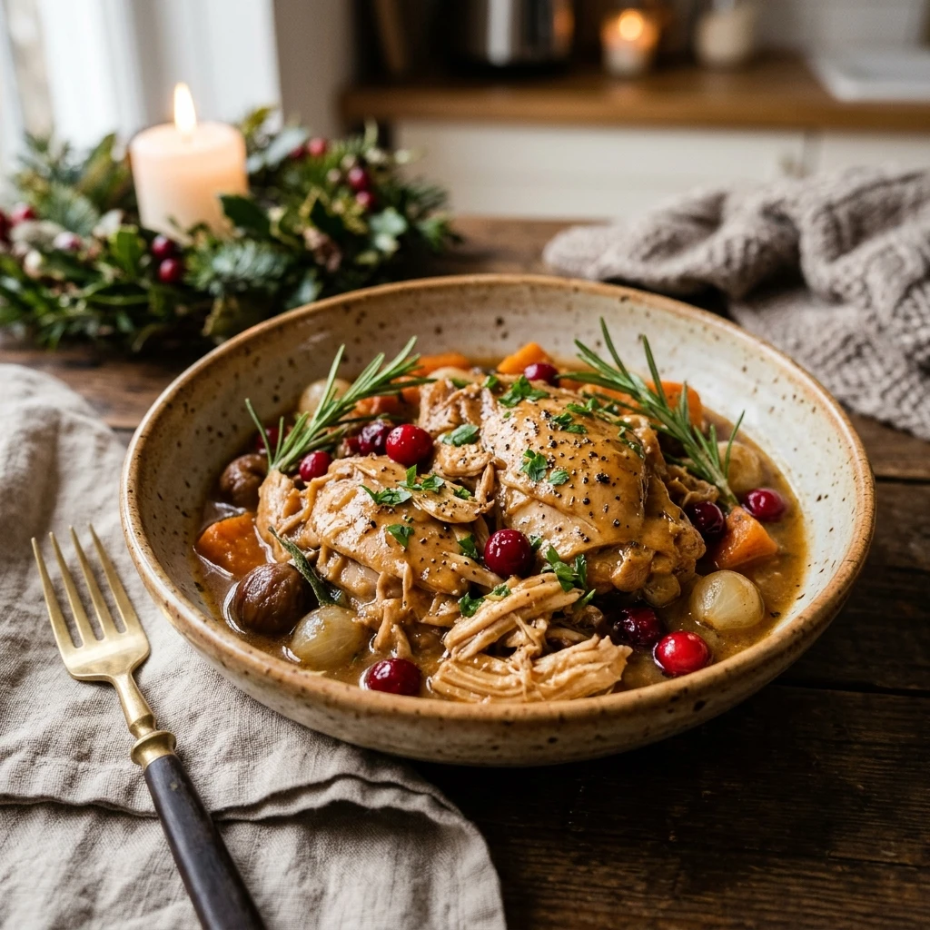 Christmas Chicken Slow Cooker High Protein Under $20 Cozy Winter No Prep