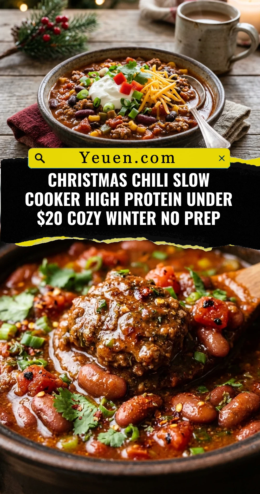 Christmas Chili Slow Cooker High Protein Under $20 Cozy Winter No Prep