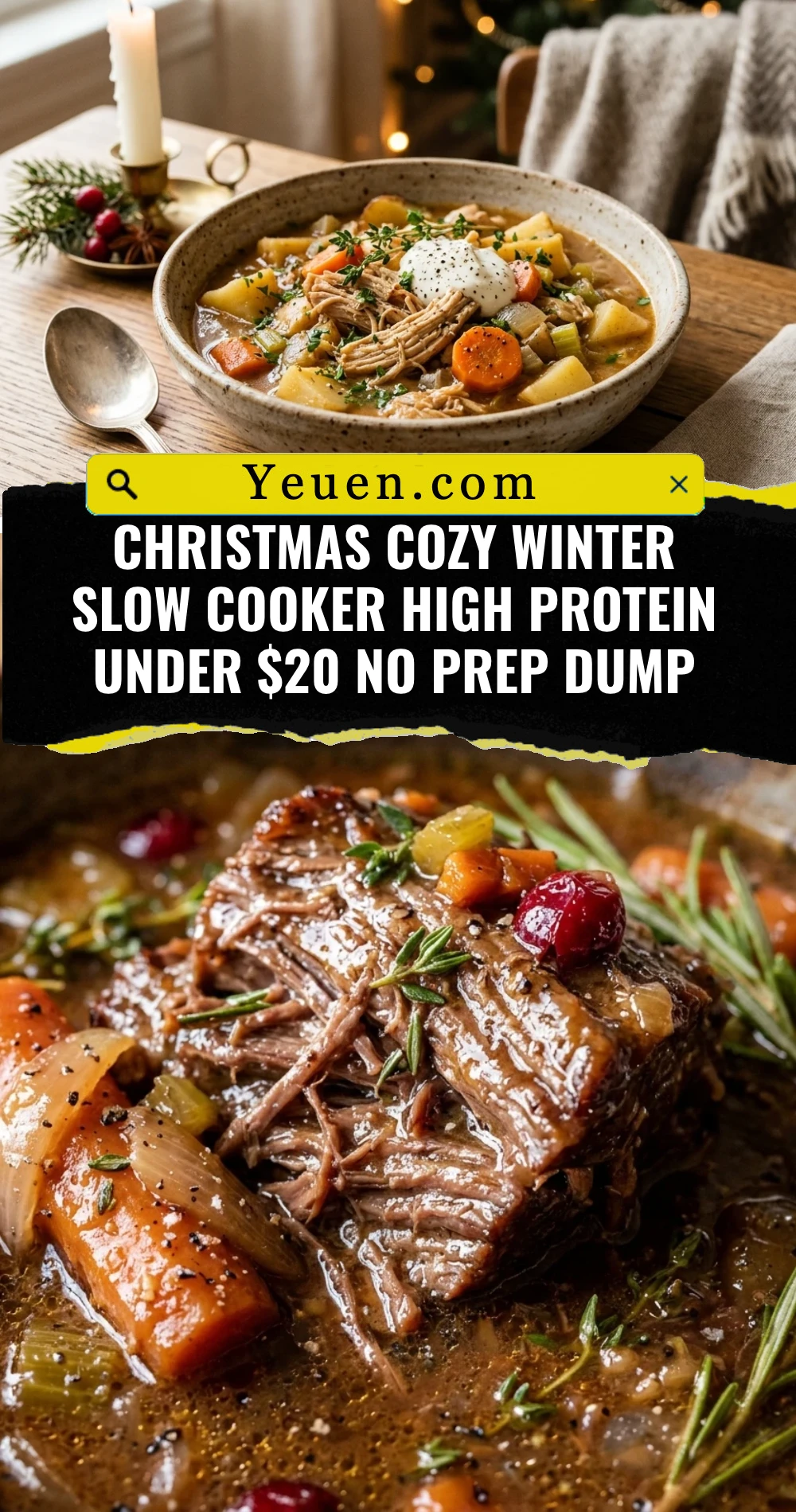 Christmas Cozy Winter Slow Cooker High Protein Under $20 No Prep Dump