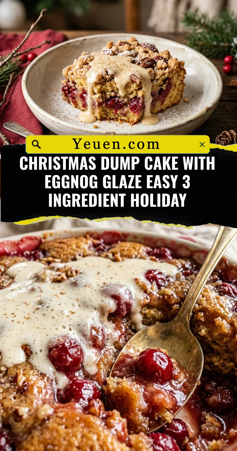 Christmas Dump Cake With Eggnog Glaze Easy 3 Ingredient Holiday