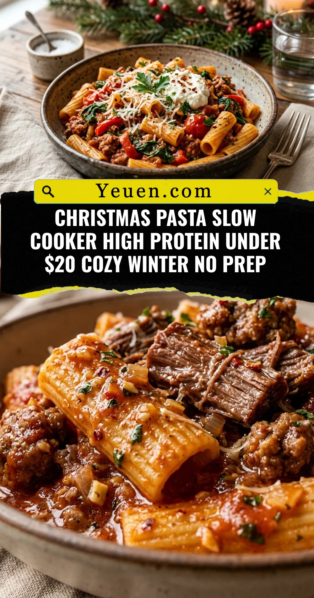 Christmas Pasta Slow Cooker High Protein Under $20 Cozy Winter No Prep