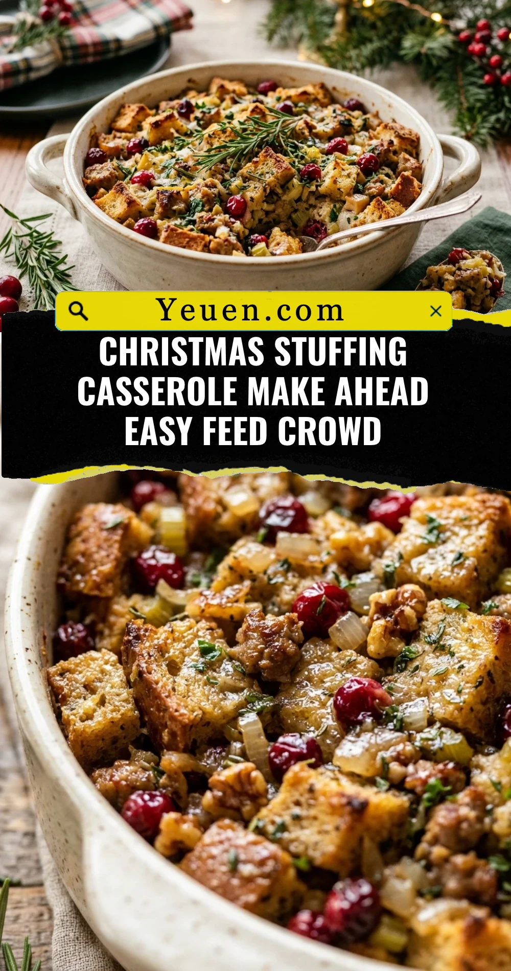 Christmas Stuffing Casserole Make Ahead Easy Feed Crowd