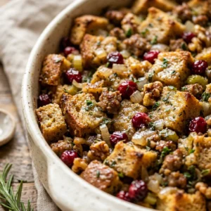 Christmas Stuffing Casserole Make Ahead Easy Feed Crowd