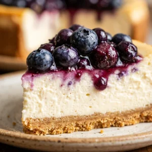 Classic New York Cheesecake With Blueberry Topping Creamy Easy No Fail Recipe