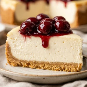 Classic New York Cheesecake With Cherry Topping Creamy Easy No Fail Recipe