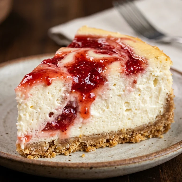 Classic New York Style Strawberry Swirl Cheesecake Creamy Easy No Fail
