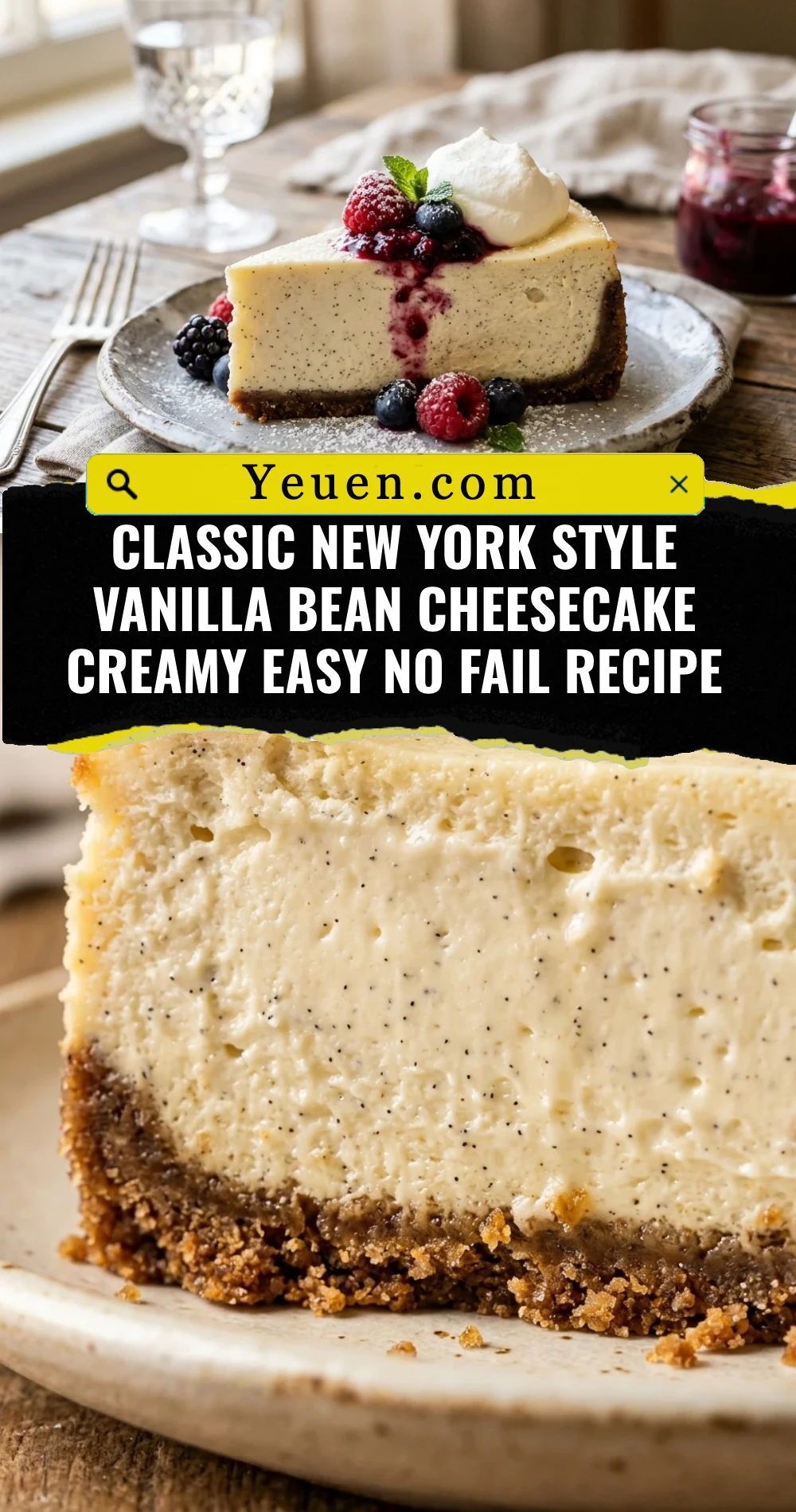 Classic New York Style Vanilla Bean Cheesecake Creamy Easy No Fail Recipe