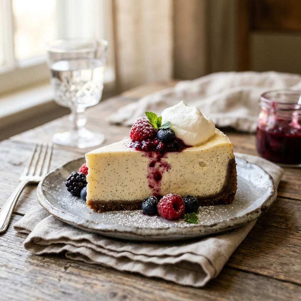 Classic New York Style Vanilla Bean Cheesecake Creamy Easy No Fail Recipe
