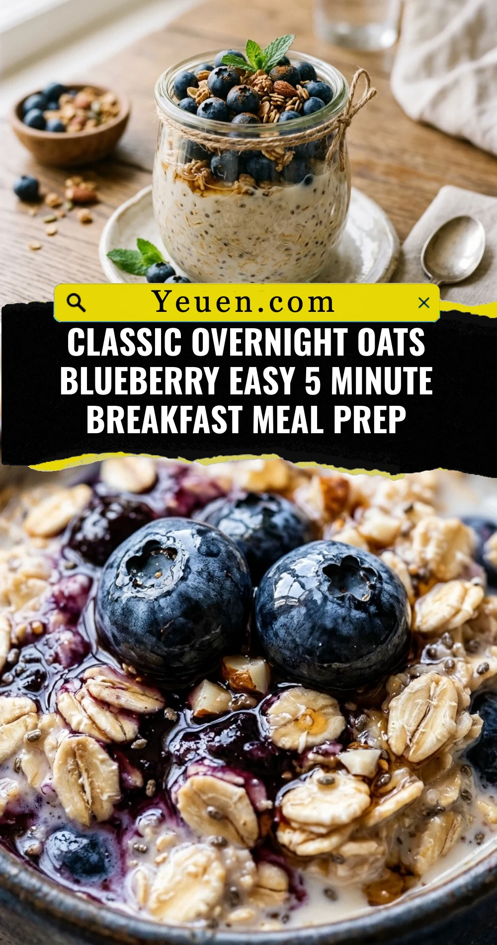 Classic Overnight Oats Blueberry Easy 5 Minute Breakfast Meal Prep